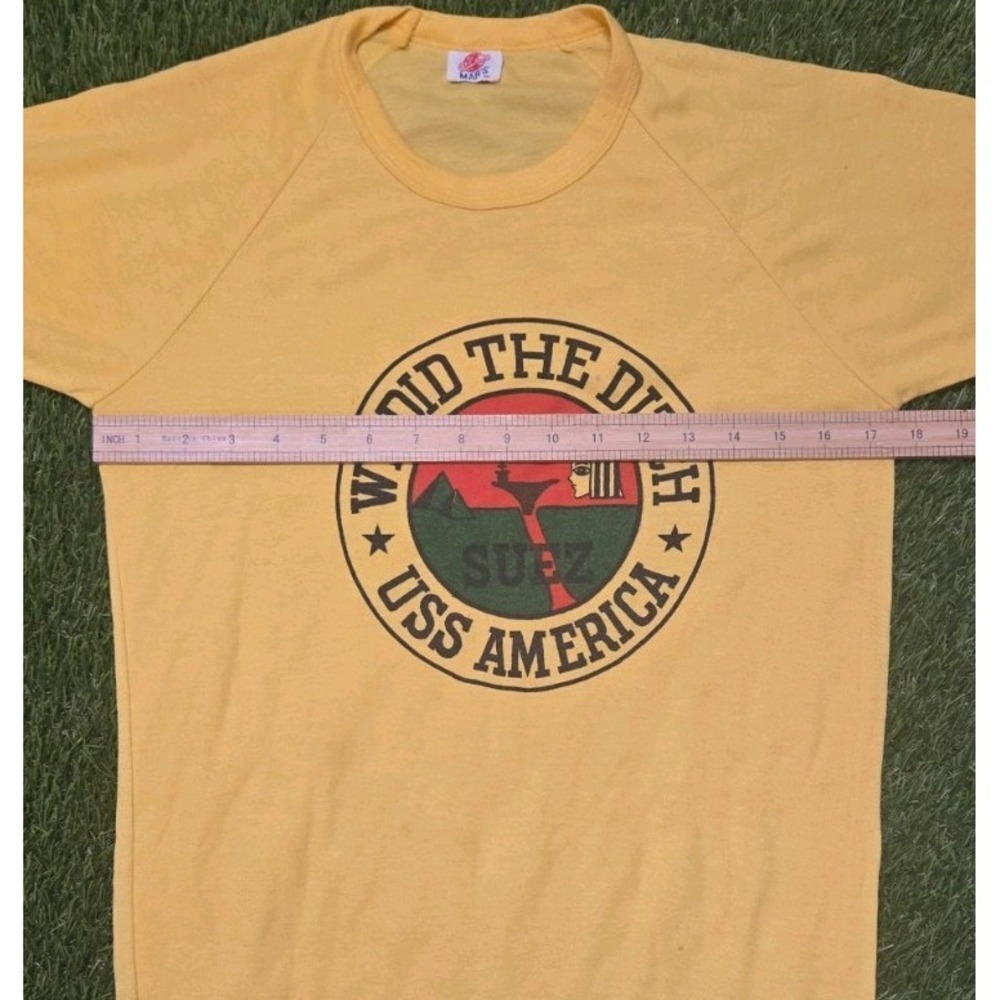 VTG 1981 USS America CV-66 T Shirt We Did The Ditch Suez Canal Navy 80s Small M - Picture 4 of 6